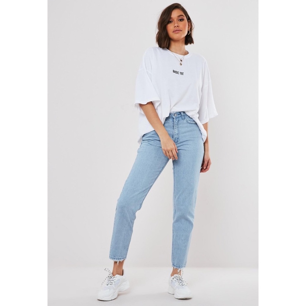 Missguided blue riot high waisted distressed jean